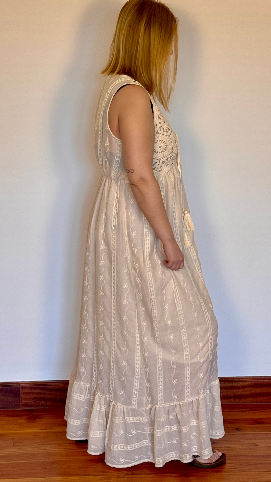 Vestido largo crochet & plumeti – Estilo boho con alma delicada