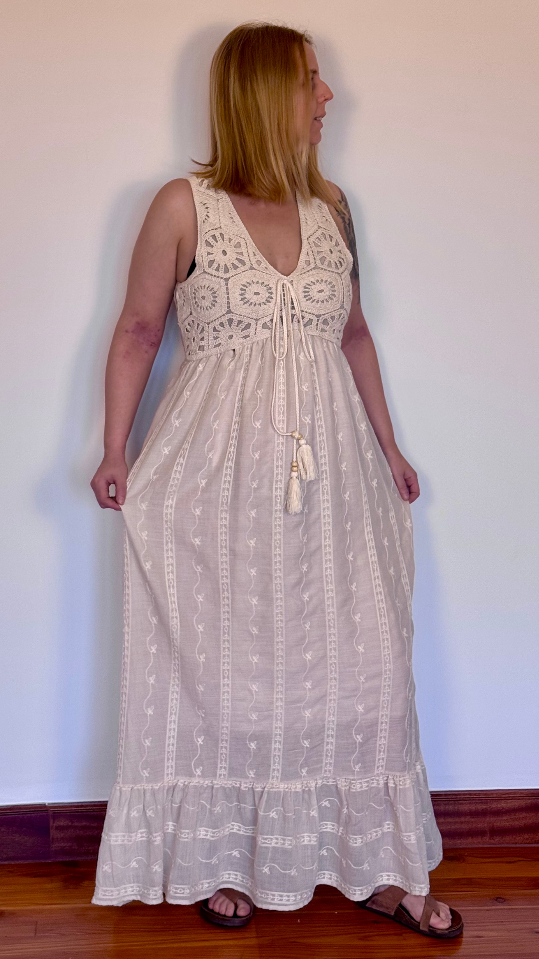 Vestido largo crochet & plumeti – Estilo boho con alma delicada