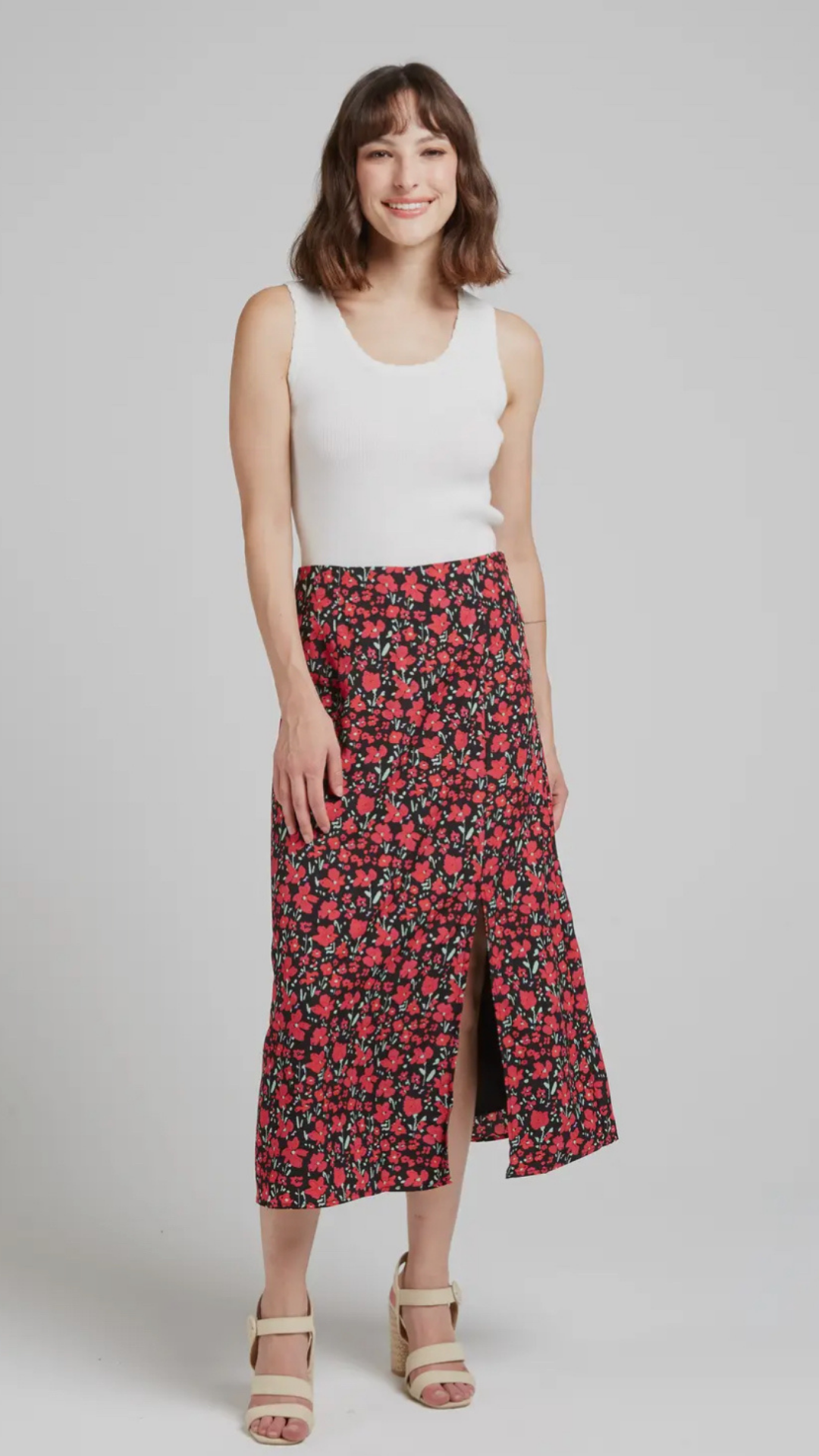 Falda Midi Estampada Floral