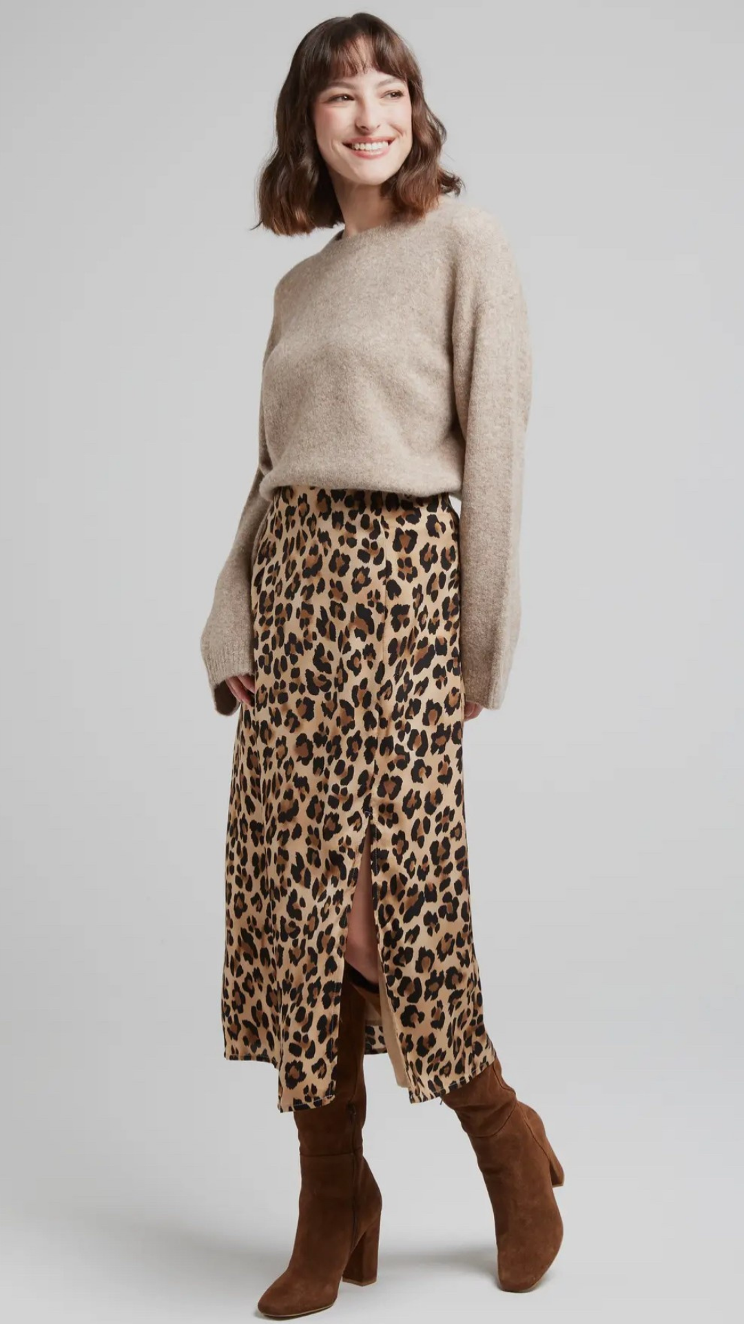 Falda Midi Estampada Leopardo