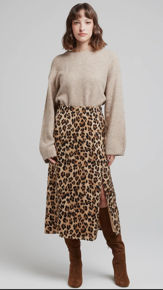 Falda Midi Estampada Leopardo